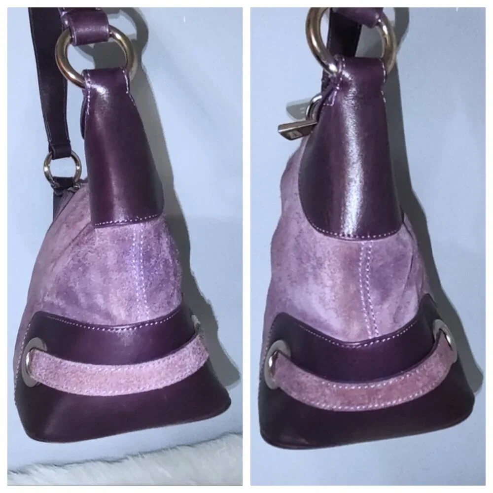 Bally suede leather grommet shoulder bag EUC